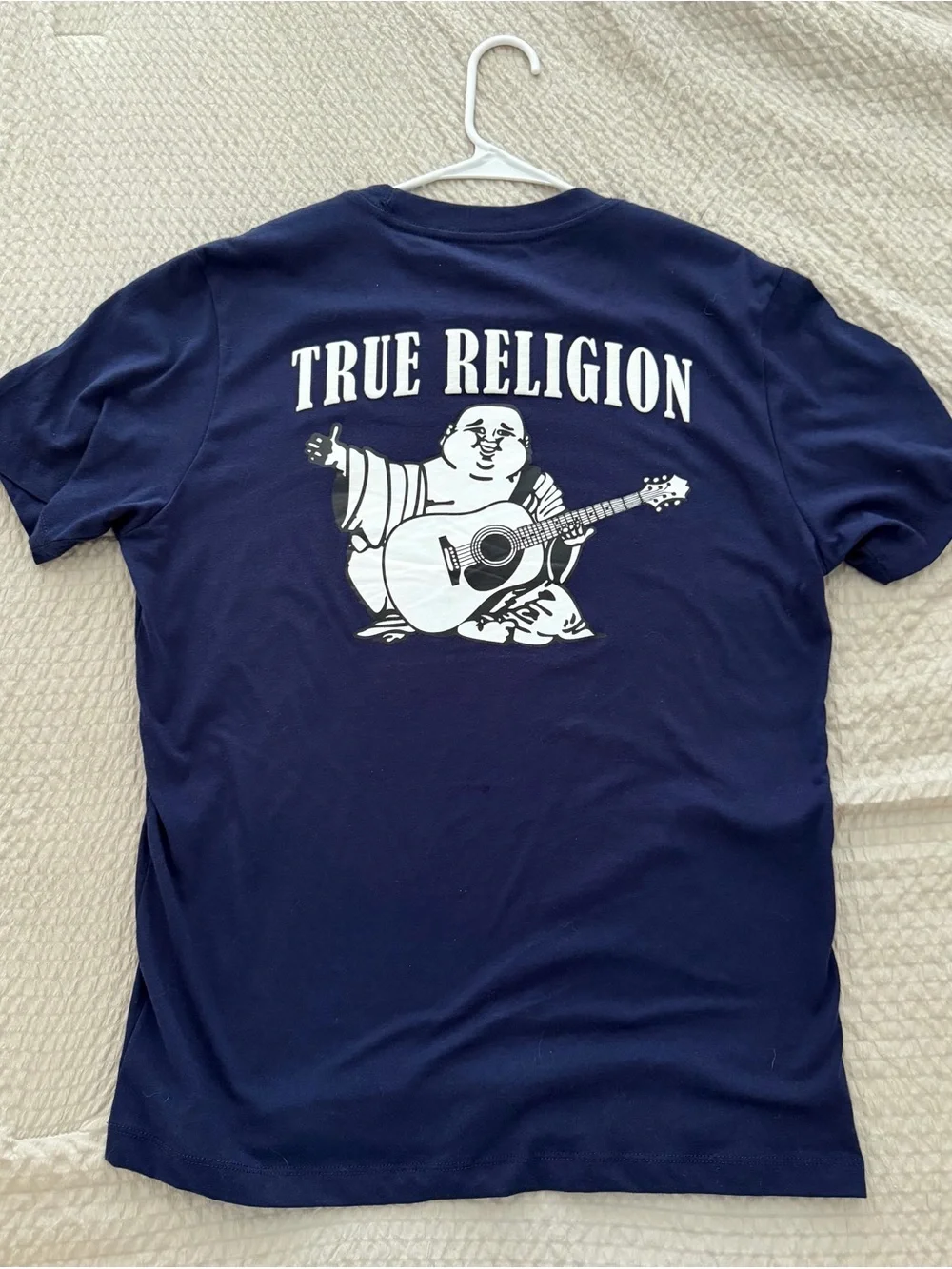 True Religion Navy Short Sleeve Logo Tee with White Horseshoe